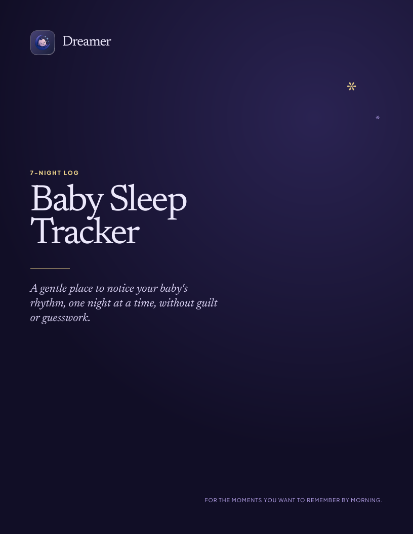 Cover of the Dreamer 7-Night Baby Sleep Tracker